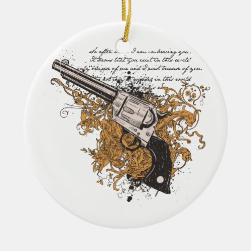 Old West Revolver Ceramic Ornament