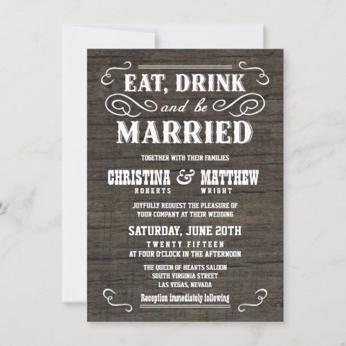 Old West Rustic Wood Wedding Invitations