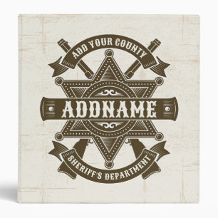 Old West Sheriff Deputy Rifles Badge Personalized 3 Ring Binder
