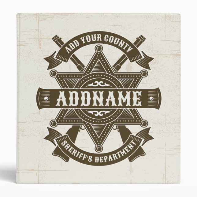Old West Sheriff Deputy Rifles Badge Personalized 3 Ring Binder (Front)
