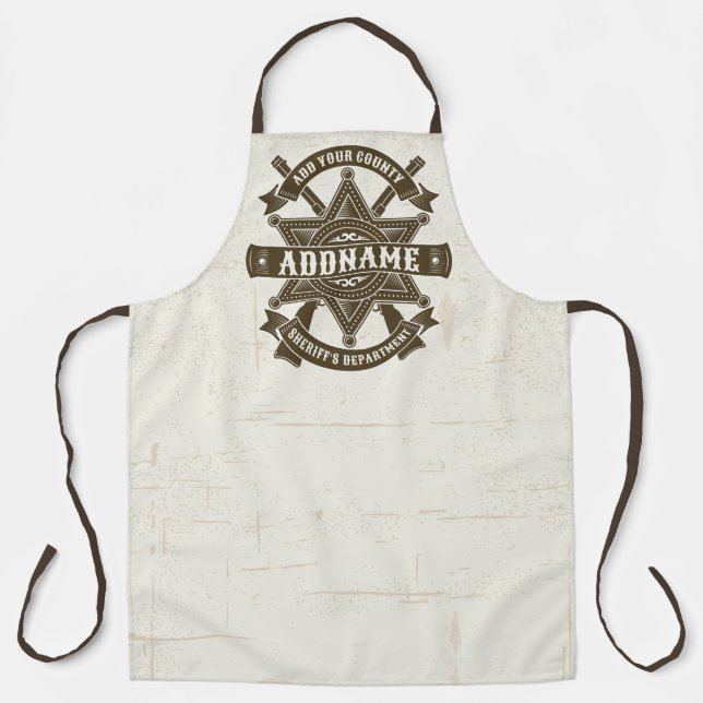 Old West Sheriff Deputy Rifles Badge Personalized Apron (Front)
