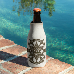 Old West Sheriff Deputy Rifles Badge Personalized Bottle Cooler