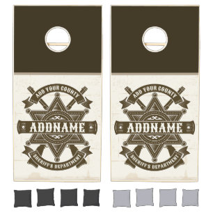 Old West Sheriff Deputy Rifles Badge Personalized Cornhole Set