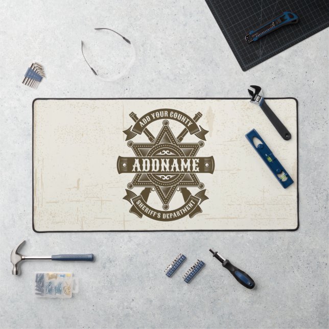 Old West Sheriff Deputy Rifles Badge Personalized Desk Mat (Workstation)