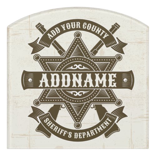 Old West Sheriff Deputy Rifles Badge Personalized Door Sign