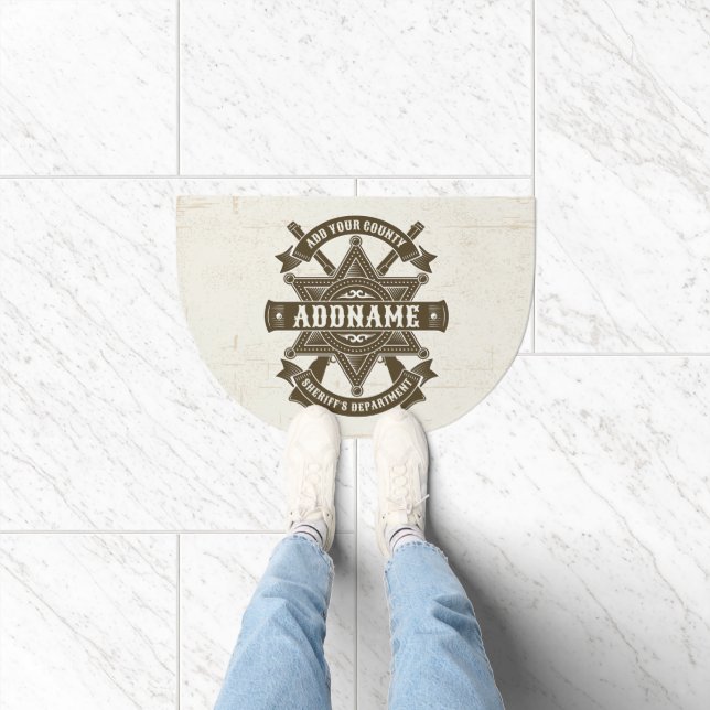 Old West Sheriff Deputy Rifles Badge Personalized Doormat (Indoor)