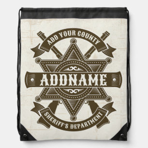 Old West Sheriff Deputy Rifles Badge Personalized Drawstring Bag
