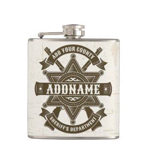 Old West Sheriff Deputy Rifles Badge Personalized Flask