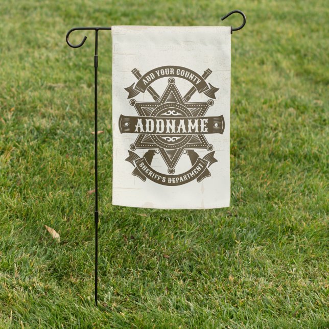 Old West Sheriff Deputy Rifles Badge Personalized Garden Flag (In SItu)
