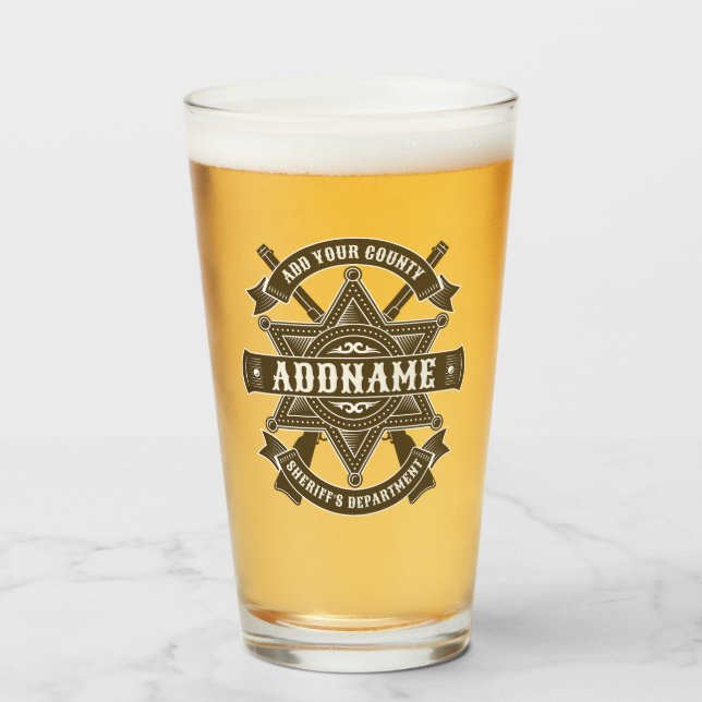 Old West Sheriff Deputy Rifles Badge Personalized Glass (Front Filled)