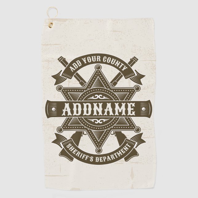 Old West Sheriff Deputy Rifles Badge Personalized Golf Towel (Front)