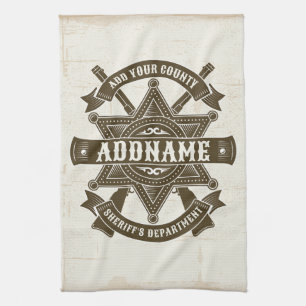Old West Sheriff Deputy Rifles Badge Personalized Kitchen Towel