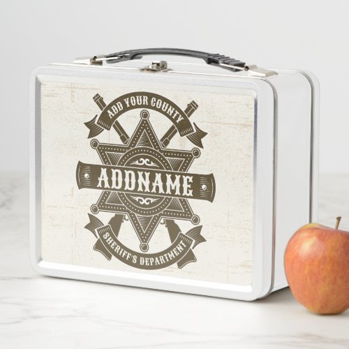 Old West Sheriff Deputy Rifles Badge Personalized Metal Lunch Box