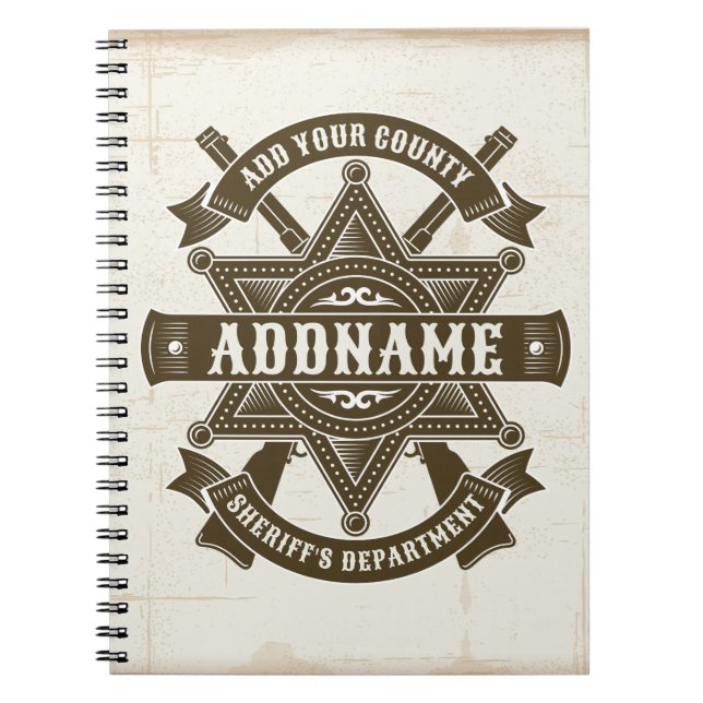Old West Sheriff Deputy Rifles Badge Personalized Notebook (Front)