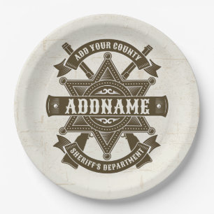 Old West Sheriff Deputy Rifles Badge Personalized Paper Plates