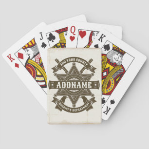 Old West Sheriff Deputy Rifles Badge Personalized Poker Cards