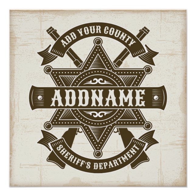 Old West Sheriff Deputy Rifles Badge Personalized Poster (Front)