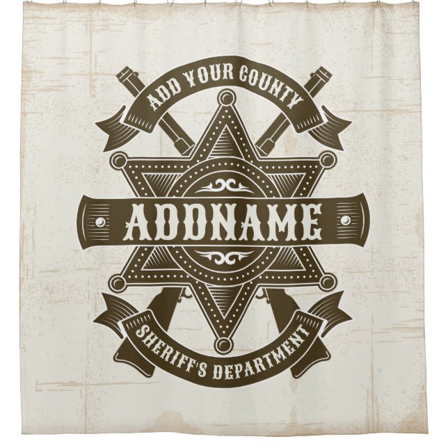 Old West Sheriff Deputy Rifles Badge Personalized Shower Curtain (Front)