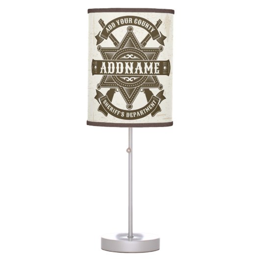 Old West Sheriff Deputy Rifles Badge Personalized Table Lamp (Front)