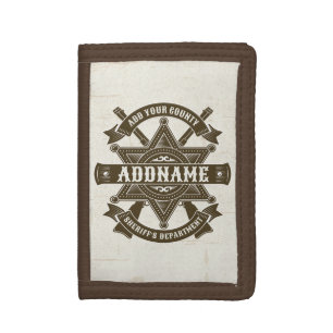 Old West Sheriff Deputy Rifles Badge Personalized Tri-fold Wallet