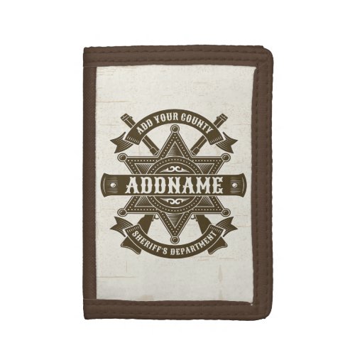 Old West Sheriff Deputy Rifles Badge Personalized Trifold Wallet
