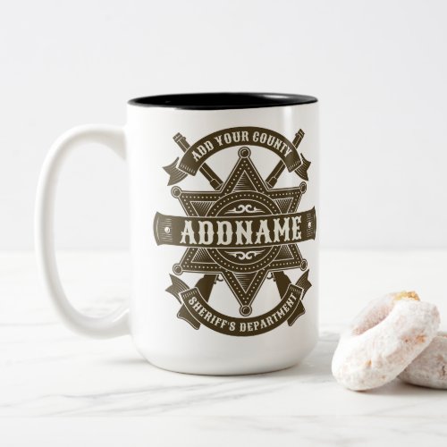 Old West Sheriff Deputy Rifles Badge Personalized Two_Tone Coffee Mug