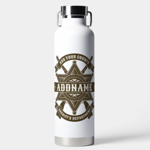 Old West Sheriff Deputy Rifles Badge Personalized Water Bottle