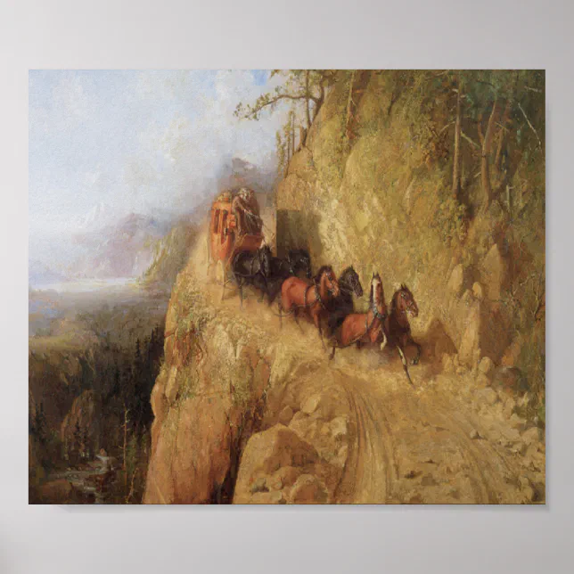 Old West Stagecoach Horses Vintage Art Poster | Zazzle