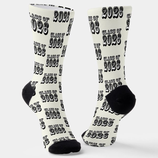 Old West Style Class of 2026 Graduation Socks (Angled)