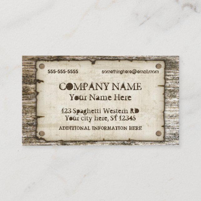 Old West Vintage Business Cards (Front)