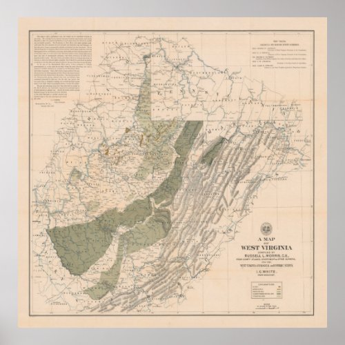 Old West Virginia Natural Resources Map 1899  Poster