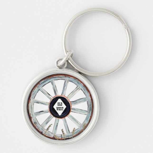 Old West Wagon Wheel Keychain (Front)