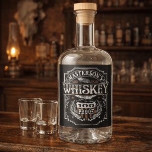 Old West Whiskey Saloon Distillery Western Liquor Bottle Label