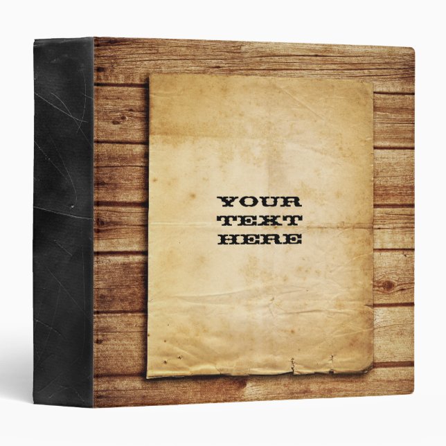 Old West Wood 3 Ring Binder (Front/Spine)