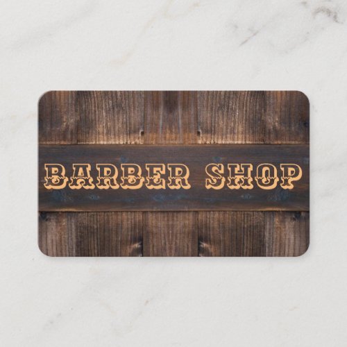 Old West Wooden Barber Shop Sign Biz Cards