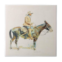 Old Western Cowboy Riding A Mule