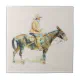 Old Western Cowboy Riding A Mule Tile | Zazzle