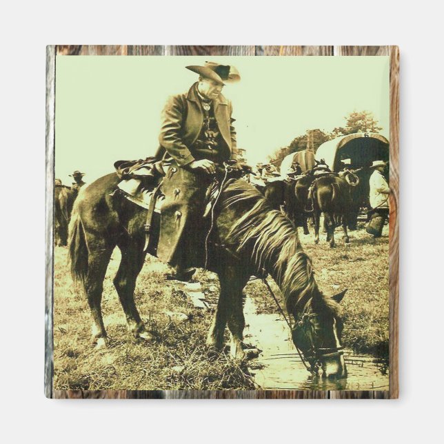 Old Western Cowboy Riding The Trail Magnet (Front)