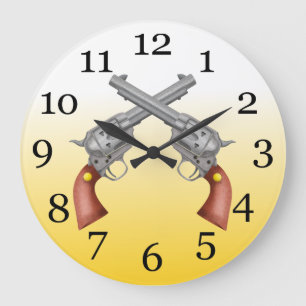 Old Western pistols Large Clock