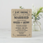 Old Western Rustic Burlap Wedding Invitations (Standing Front)