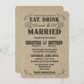 Old Western Rustic Burlap Wedding Invitations (Front/Back)