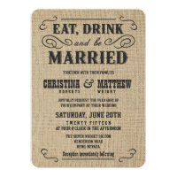 Old Western Rustic Burlap Wedding Invitations