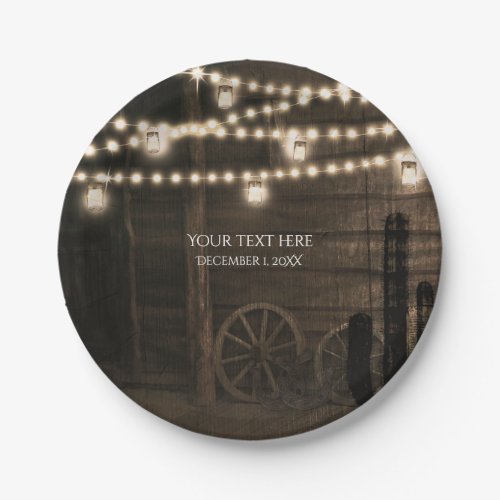 Old Western Saloon  Lights Rustic Wedding Paper Plates