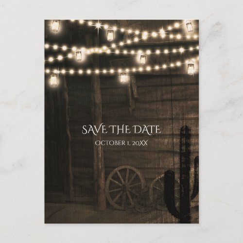 Old Western Saloon Rustic Wedding Save The Date Announcement Postcard