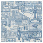 old western town classic blue pearl fabric