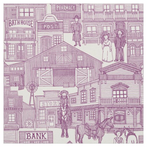 old western town purple pearl fabric