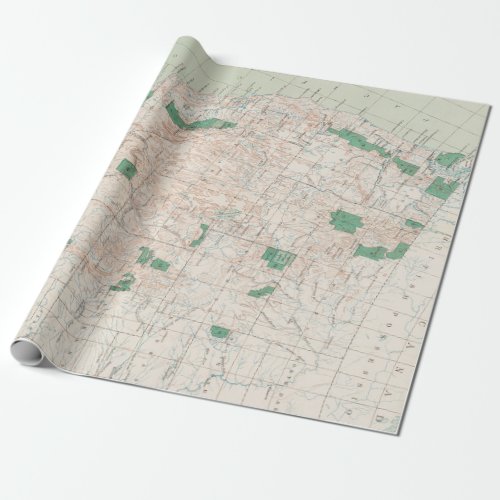 Old Western US National Forests  Parks Map 1898 Wrapping Paper