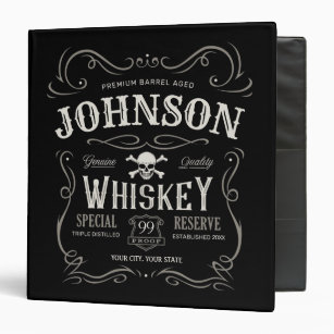 Old Whiskey Label Personalized Vintage Liquor Bar  3 Ring Binder