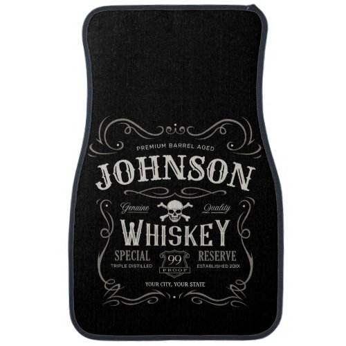 Old Whiskey Label Personalized Vintage Liquor Bar  Car Floor Mat