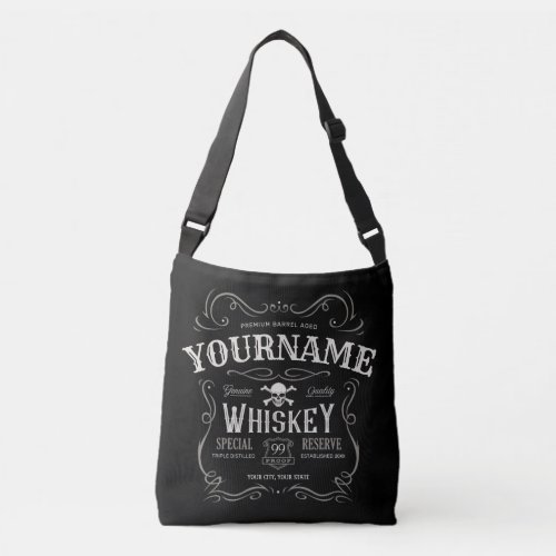 Old Whiskey Label Personalized Vintage Liquor Bar Crossbody Bag